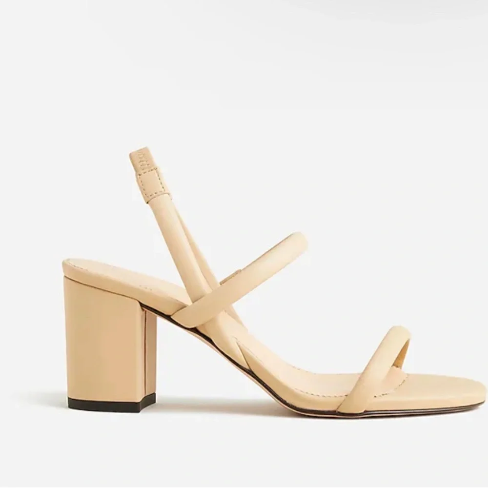 J. Crew NIB Lucie Slingback Block-Heel Sandals in Leather - Sandy‎ Beach